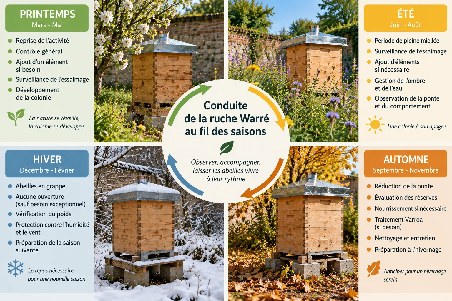 Essaim installé dans une ruche Warré