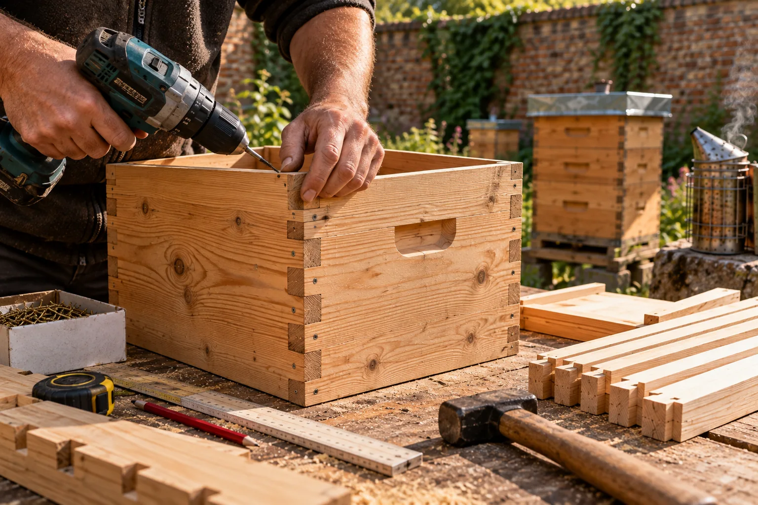 Construction d'un élément de ruche Warré en bois