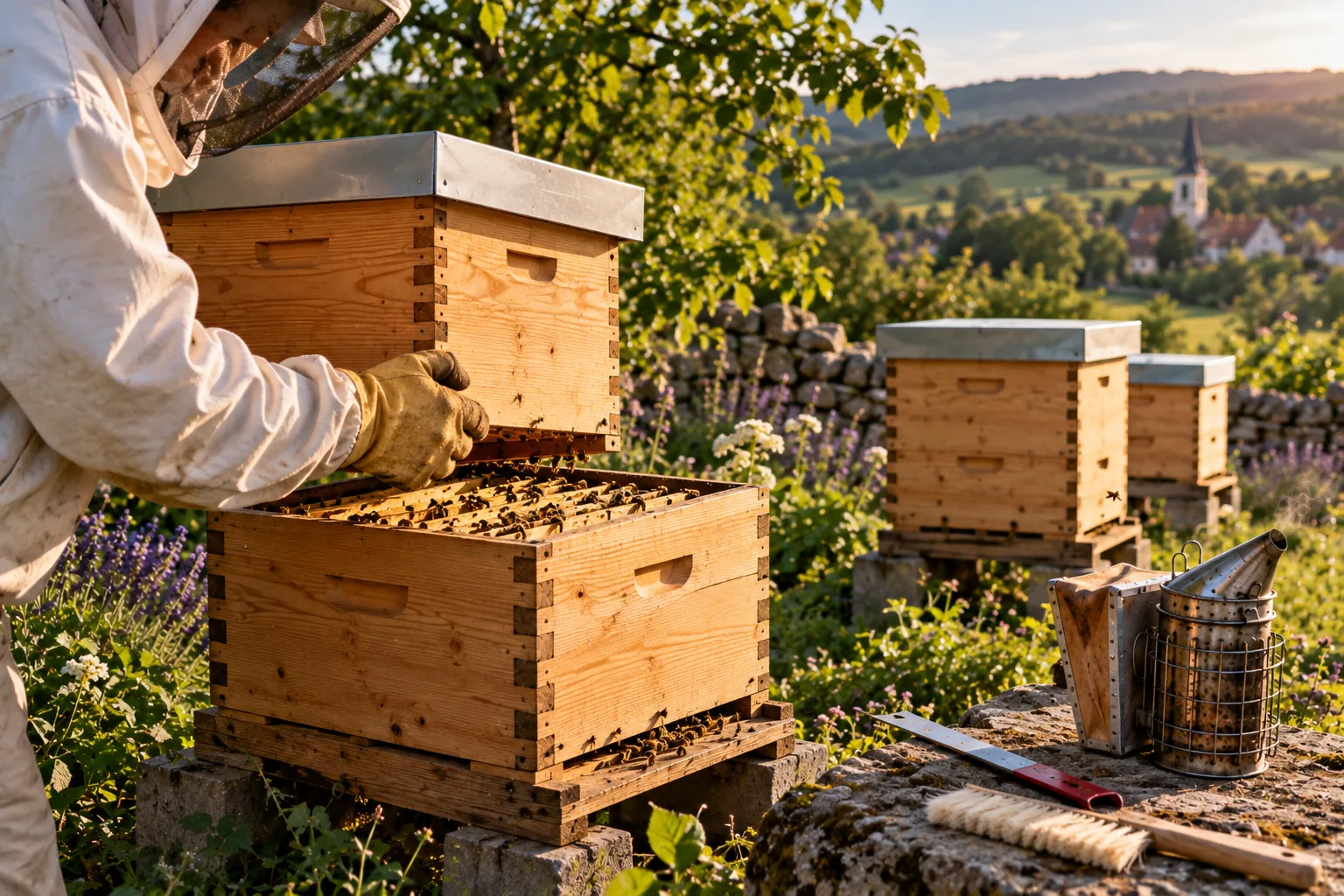Essaim d'abeilles lors d'un essaimage naturel