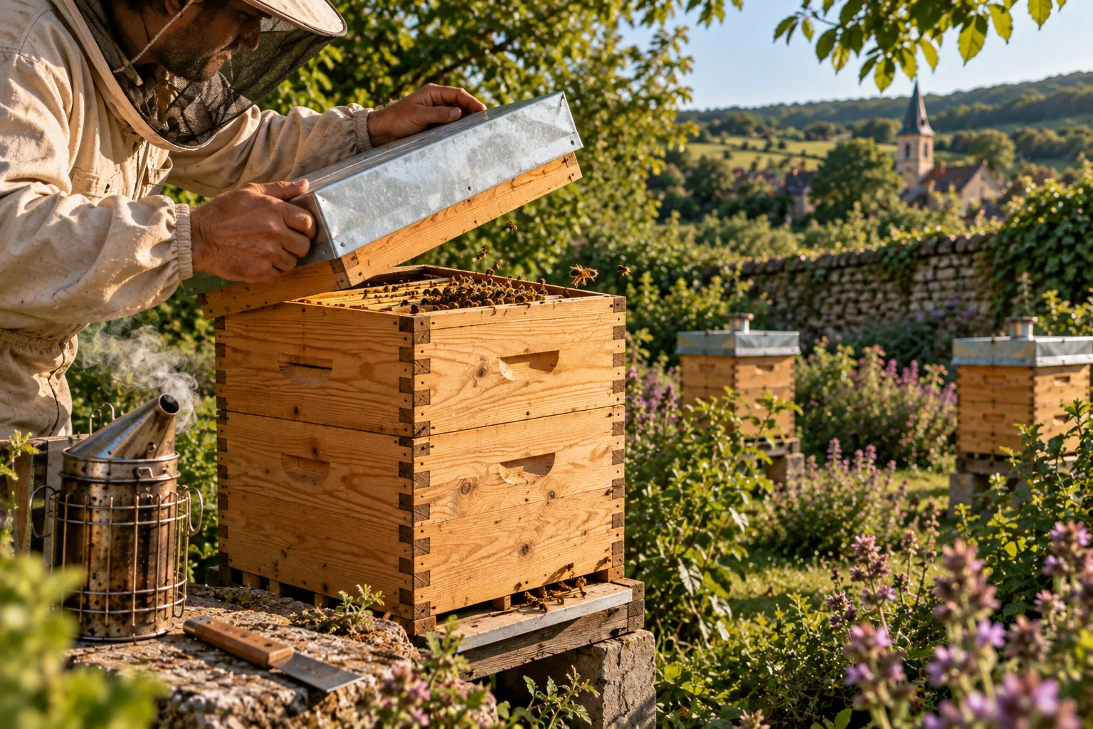 Rayons de cire naturelle construits par les abeilles sur barrettes