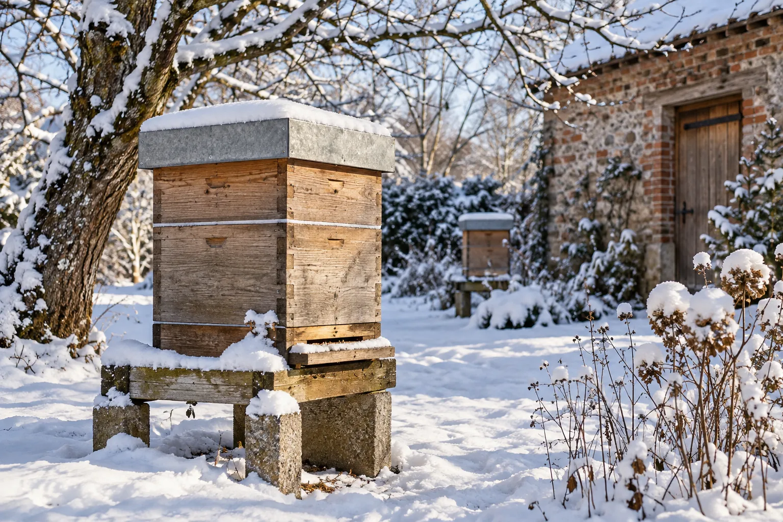 Ruche Warré préparée pour l'hivernage