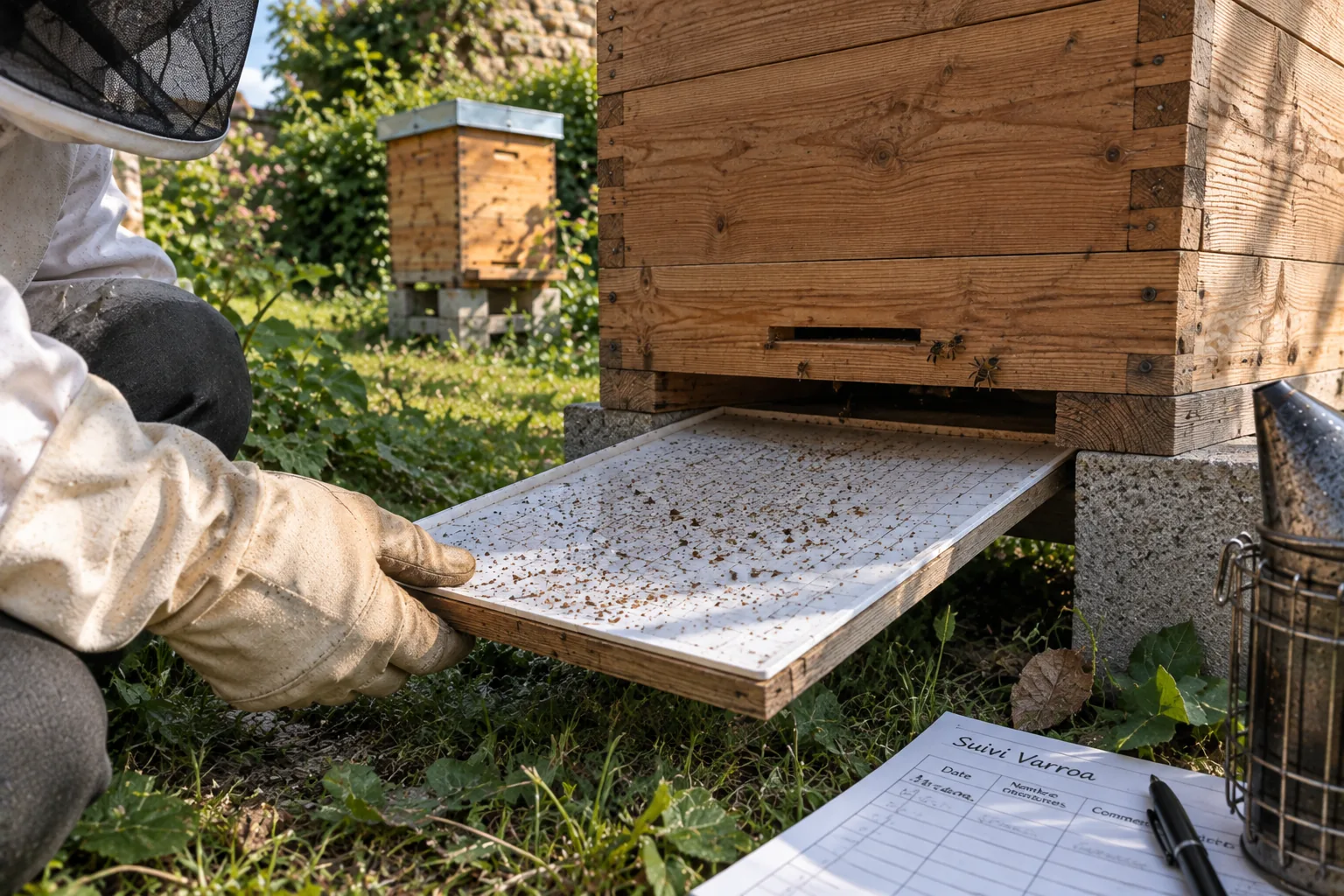 Surveillance du varroa dans une ruche Warré
