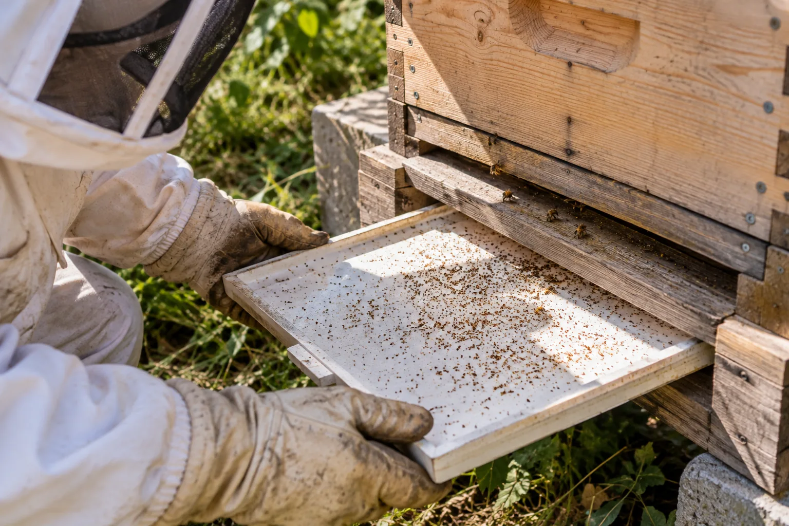 Surveillance Varroa dans une ruche Warré